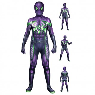 Kids Miles Morales Cosplay Jumpsuit Spider-Man Purple Reign Suit Halloween Costumes