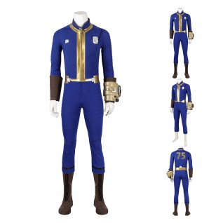 Fallout 4 Vault Cosplay Jumpsuit No. 75 Sheltersuit Male Costumes Dweller Blue Outfits