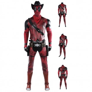 Cowboypool Cosplay Costume Deadpool & Wolverine Suit Cowboy Deadpool Red Outfits