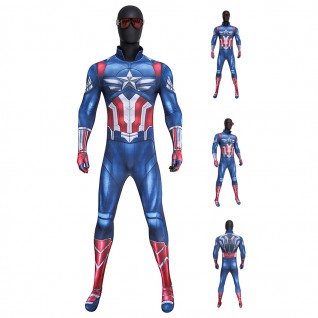 Captain America Sam Wilson Cosplay Jumpsuit Captain America Brave New World Costume Printed Suit