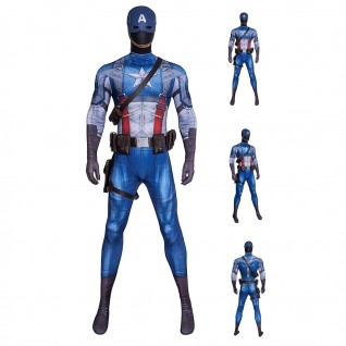 Captain America Cosplay Jumpsuit Steven Rogers Costume Adult Printed Suit