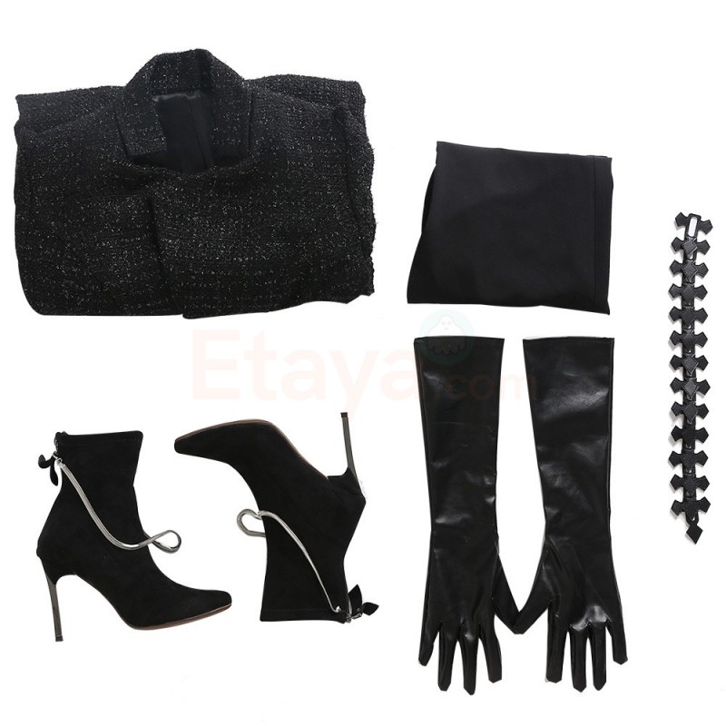 Cruella 2021 Cruella de Vil Black Suit Cosplay Costume C00544