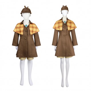 Detective Peach Brown Cosplay Costume Game Princess Peach Showtime Suit Adult Kids Outfits